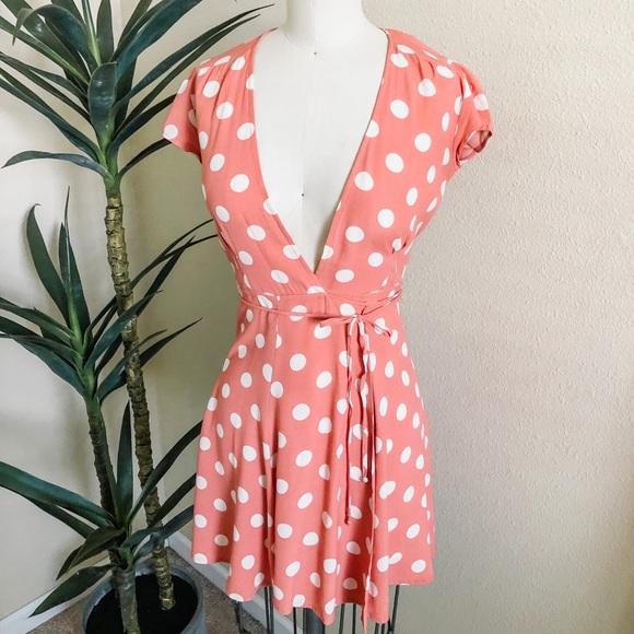 Reformation Dresses & Skirts - Reformation Polka Dot Mini Dress Salmon Pink 0P